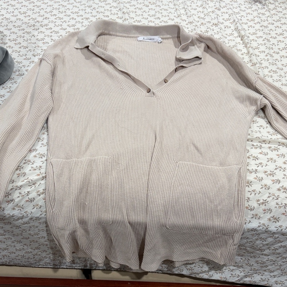 Beige Jumpsuit with Pockets